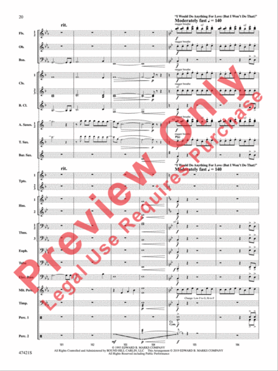 Meat Loaf---The Hits Concert Band scores gallery preview page 21
