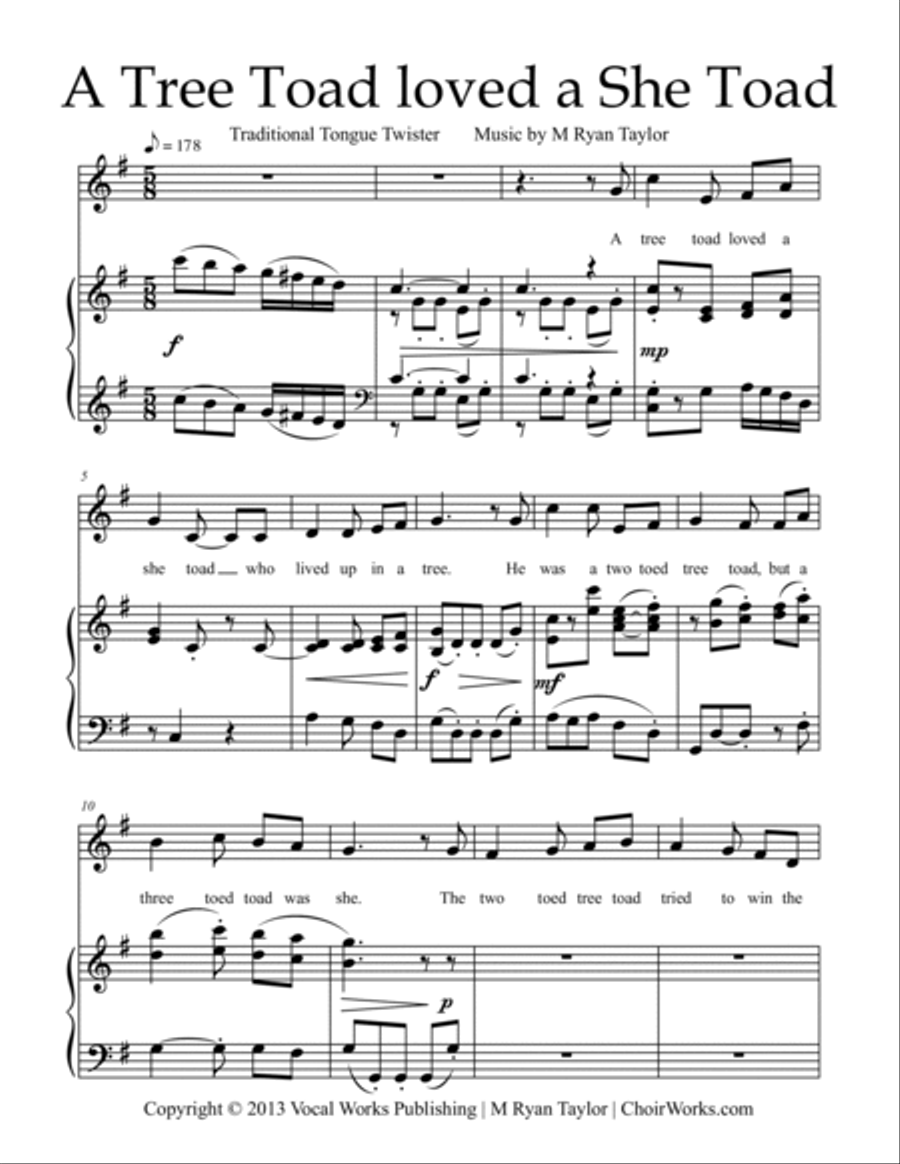 Ten Tone Twisters for Solo Voice & Piano Voice Solo scores gallery preview page 2