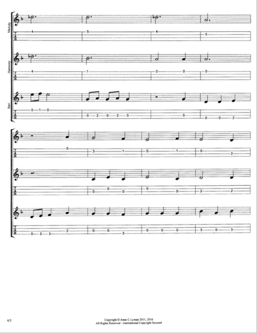 Coventry Carol for Ukulele Ensemble plus Baritone ukulele, Early-Intermediate level Voice scores gallery preview page 6