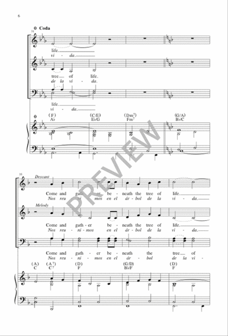 Beneath the Tree of Life / En el Árbol de la Vida 4-Part scores gallery preview page 6