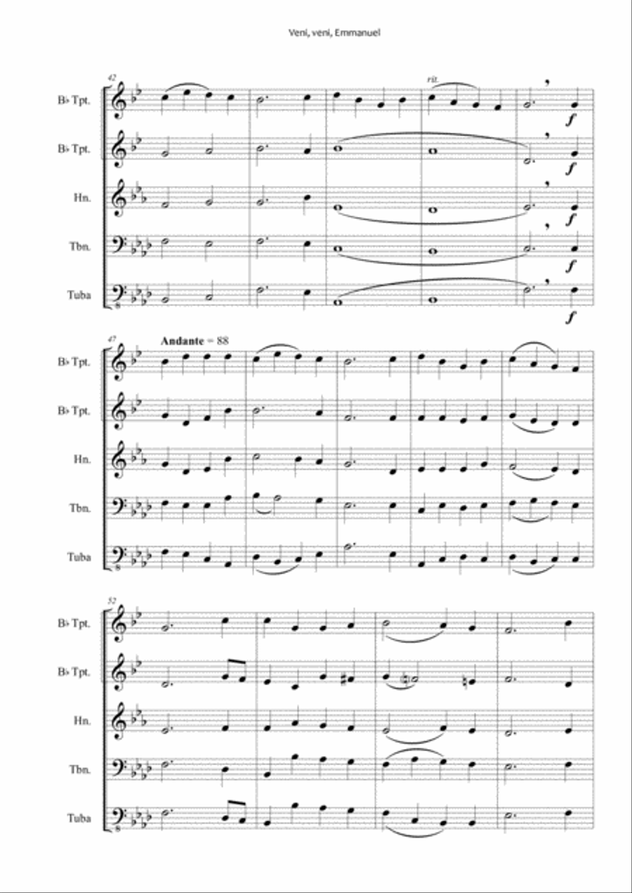 Veni, Veni Emmanuel - Brass Quintet Brass Quintet scores gallery preview page 4