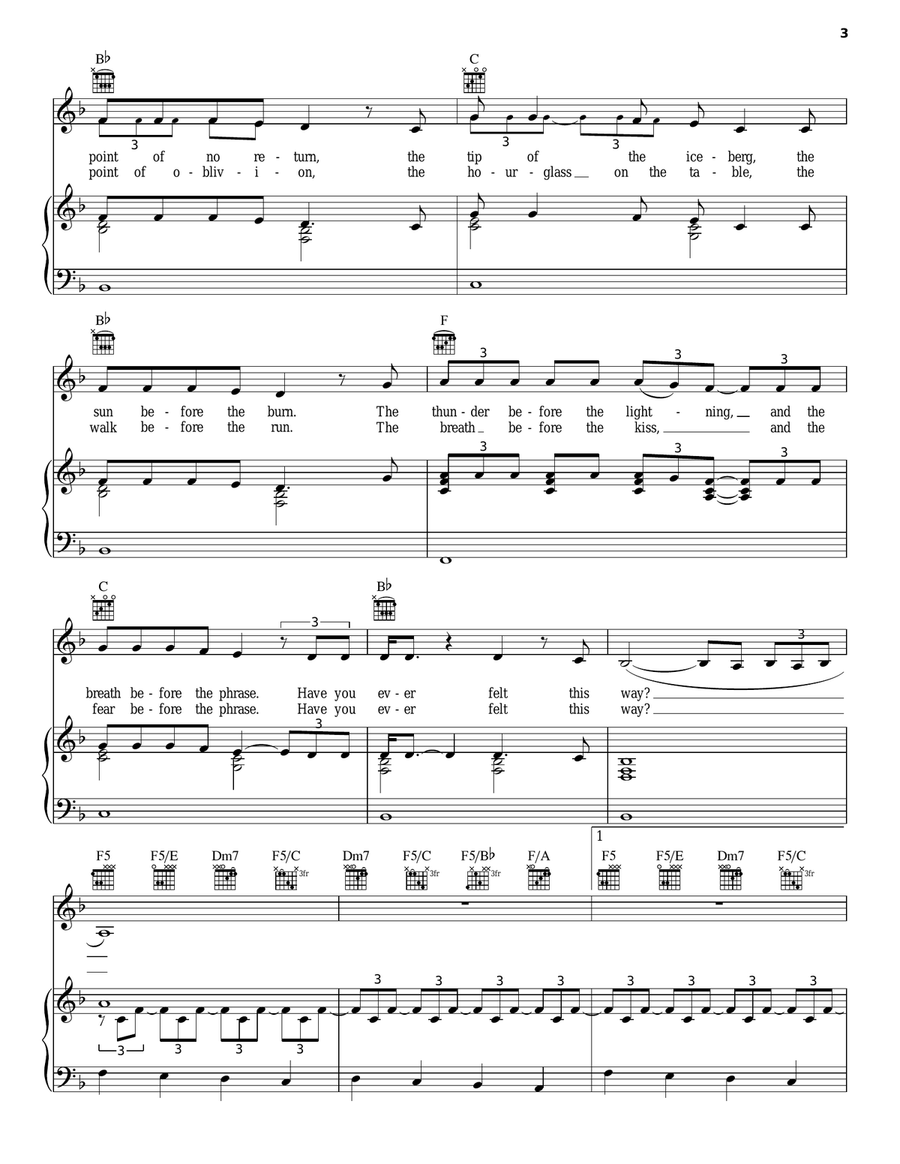 Glitter In The Air Piano, Vocal, Guitar scores gallery preview page 3