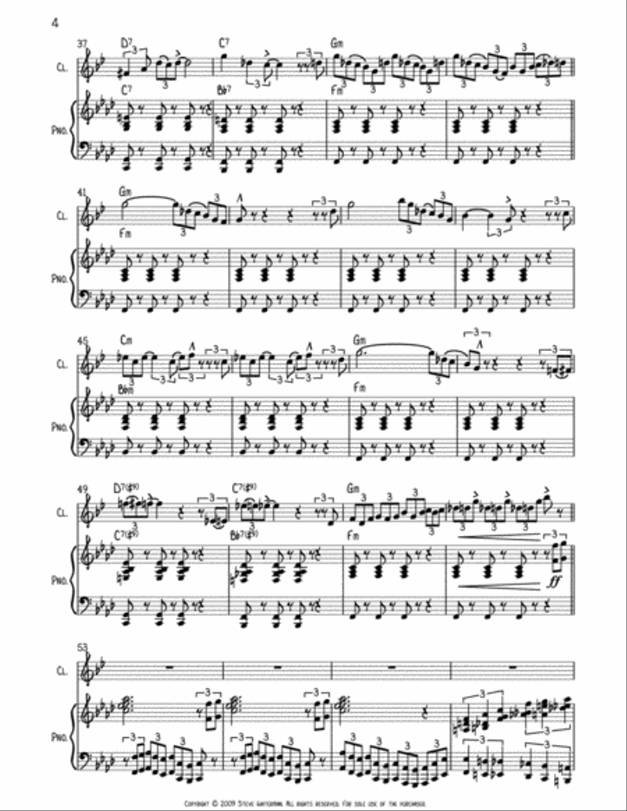 Red Vest Man for Bb Clarinet and Piano B-Flat Clarinet scores gallery preview page 4