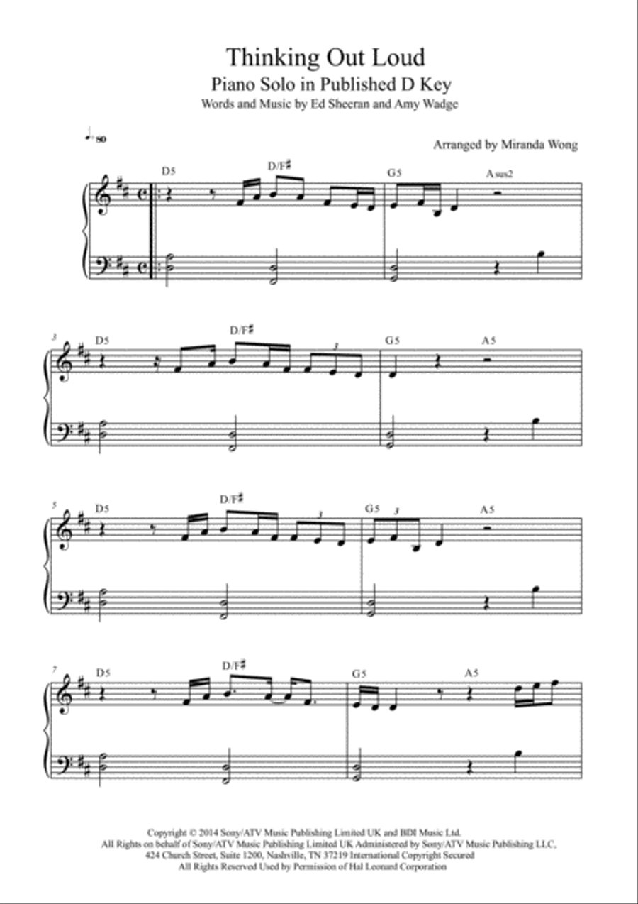 Thinking Out Loud Easy Piano scores gallery preview page 3