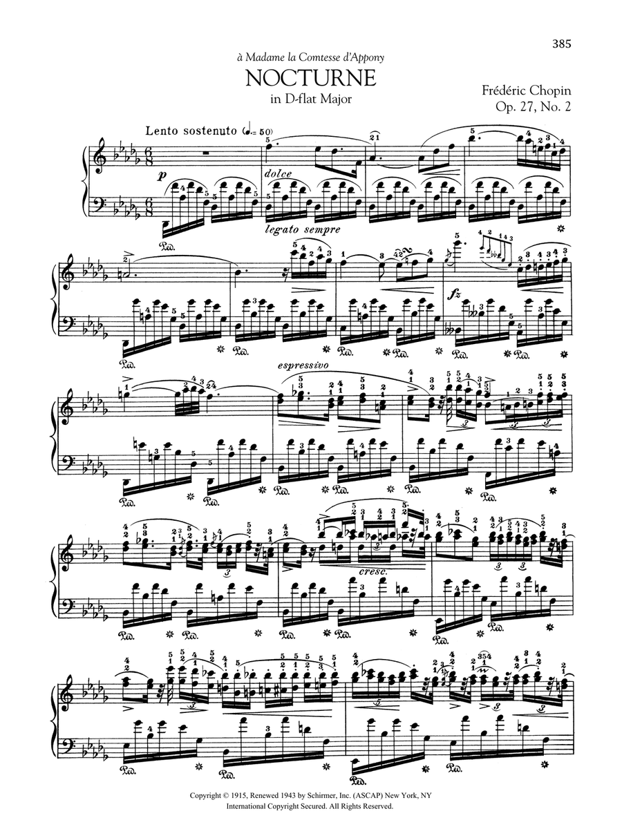 Nocturne in D-flat Major, Op. 27, No. 2 Piano Solo scores gallery preview page 1