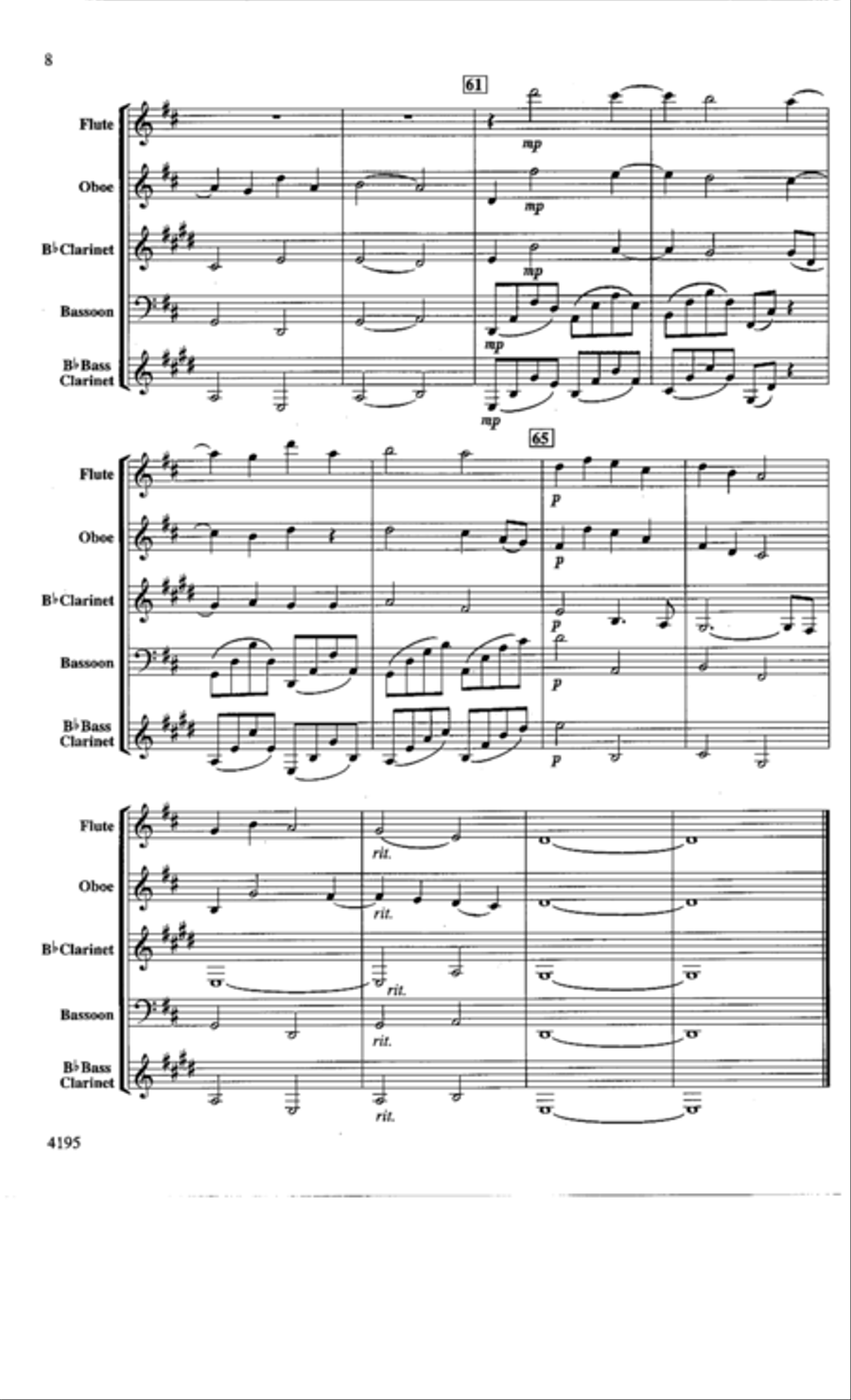 Canon in D Woodwind Quartet scores gallery preview page 8