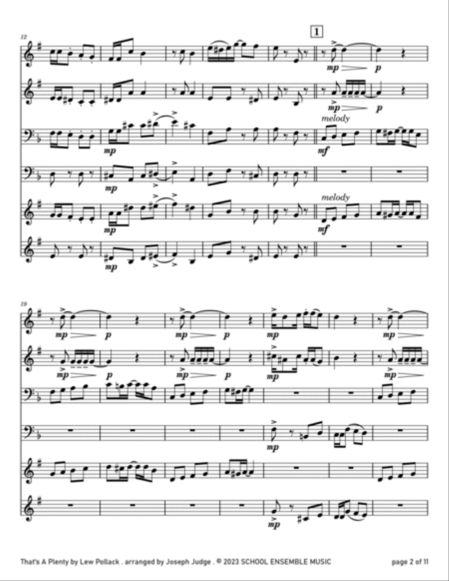 That's A Plenty by Pollack for Brass Quartet in Schools Brass Quartet scores gallery preview page 2