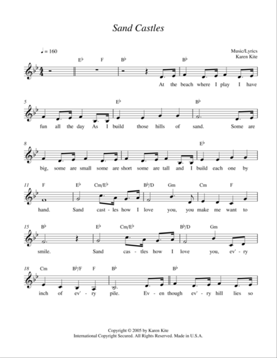 Sand Castles Sand Castles Piano, Vocal, Guitar scores gallery preview page 1