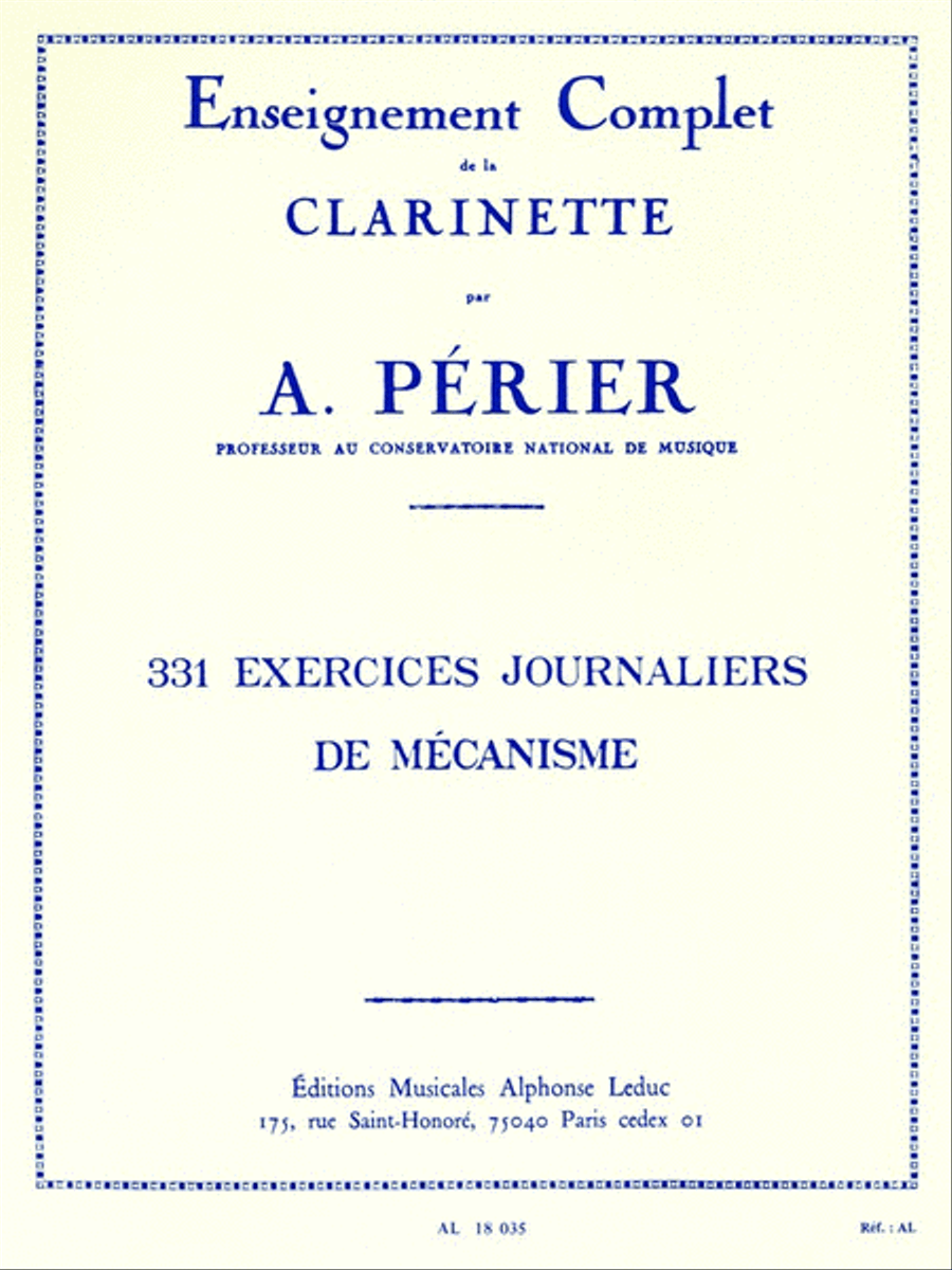 331 Exercises Journaliers de Mécanisme pour la Clarinette