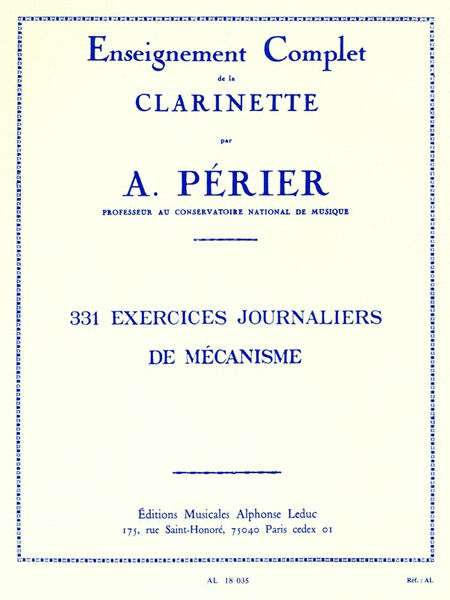 331 Exercises Journaliers de Mécanisme pour la Clarinette