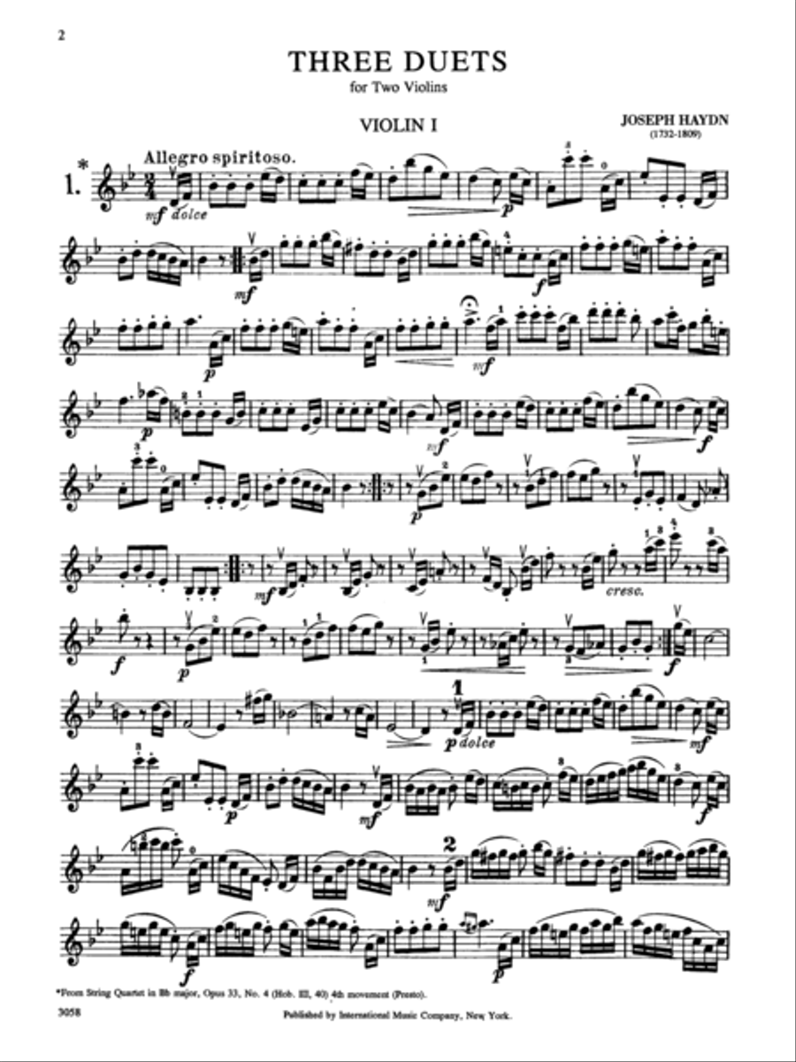 Three Duets (From Three String Quartets) Hob. Iii: Nos. 40, 20 & 23A String Quartet scores gallery preview page 2