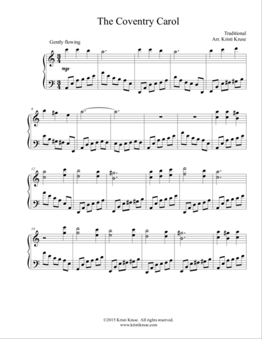 The Coventry Carol Piano Solo scores gallery preview page 2
