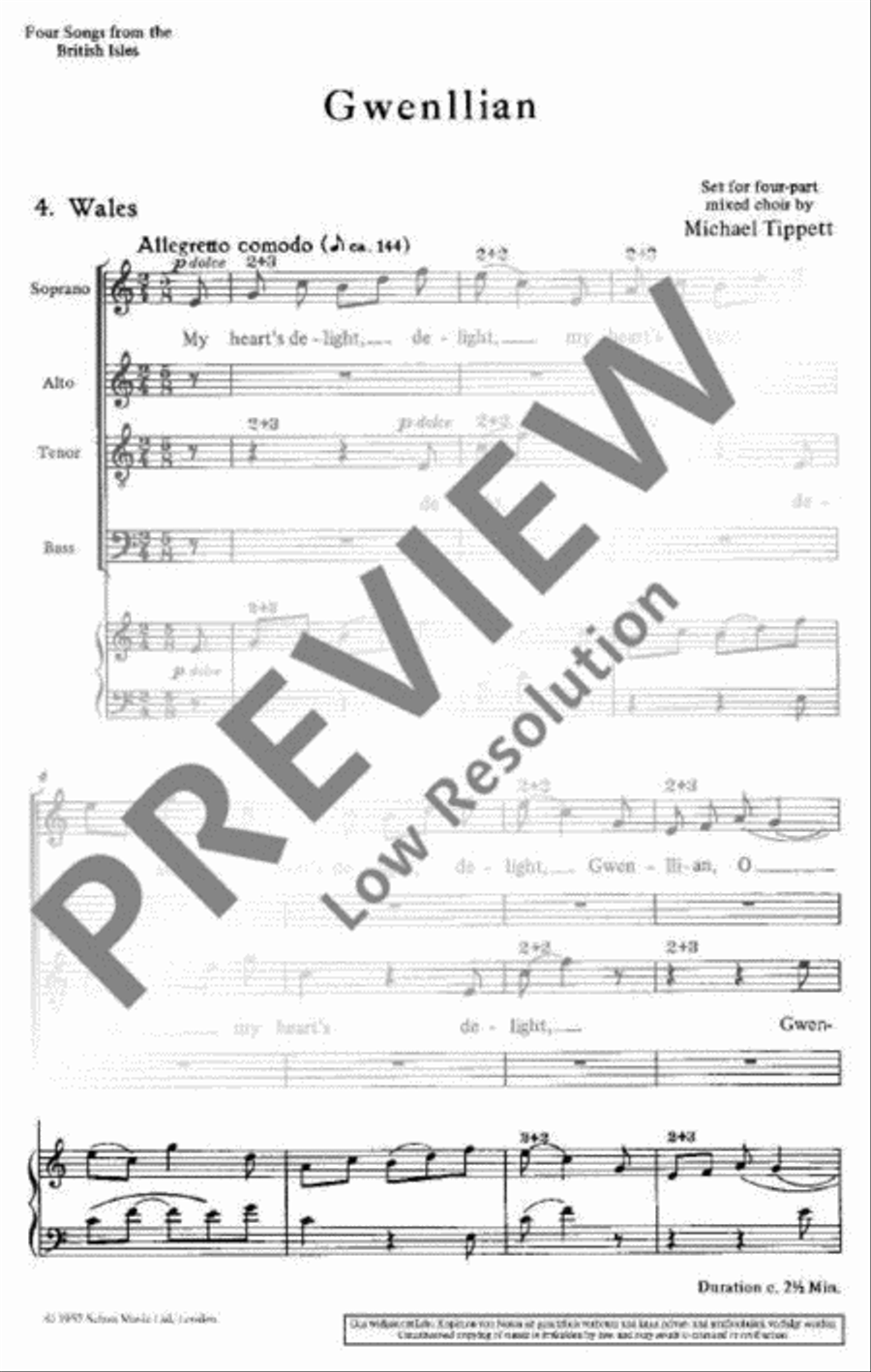 Four Songs of the British Isles 4-Part scores gallery preview page 3