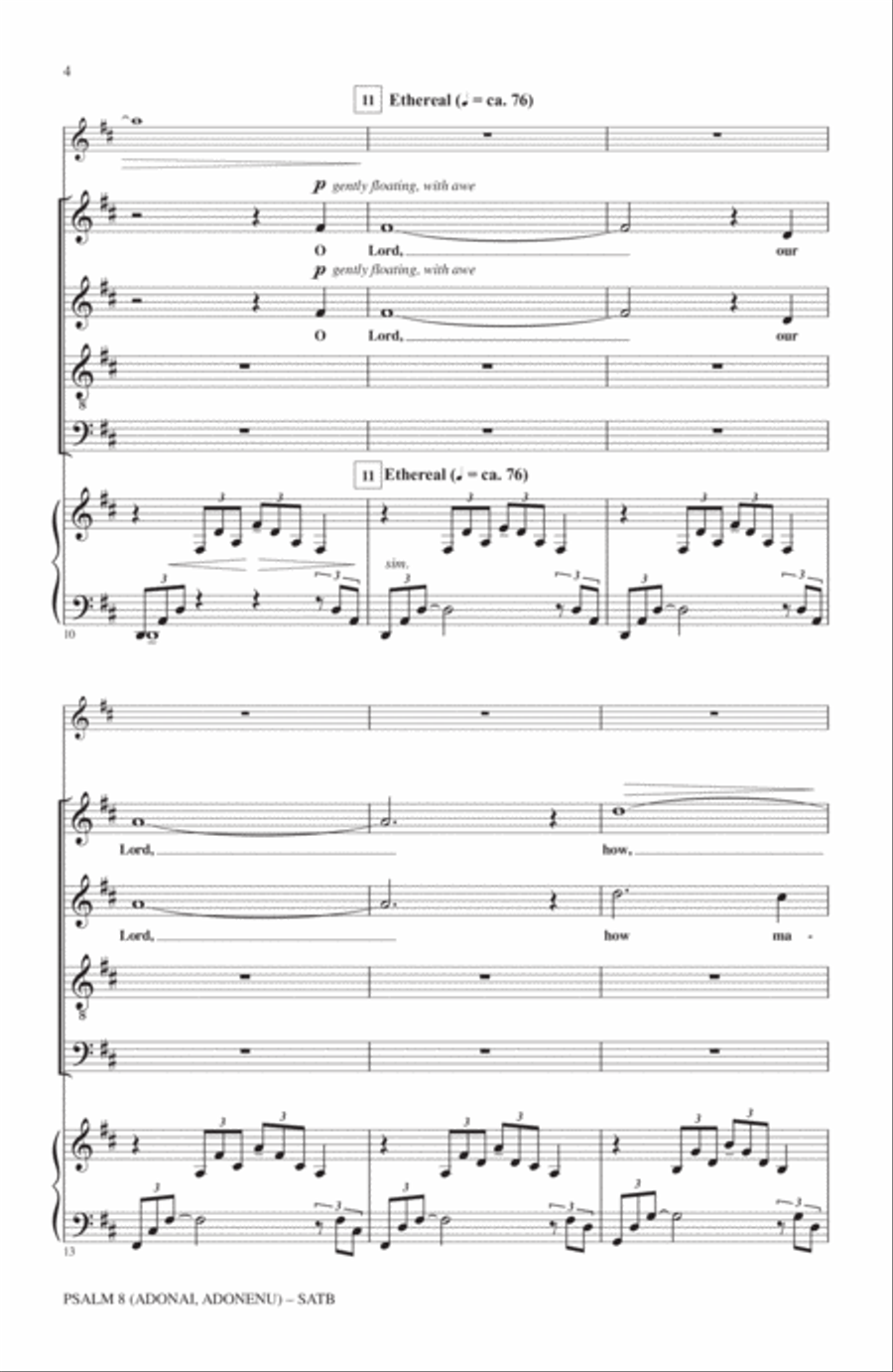Psalm 8 (Adonai, Adonenu) 4-Part scores gallery preview page 3