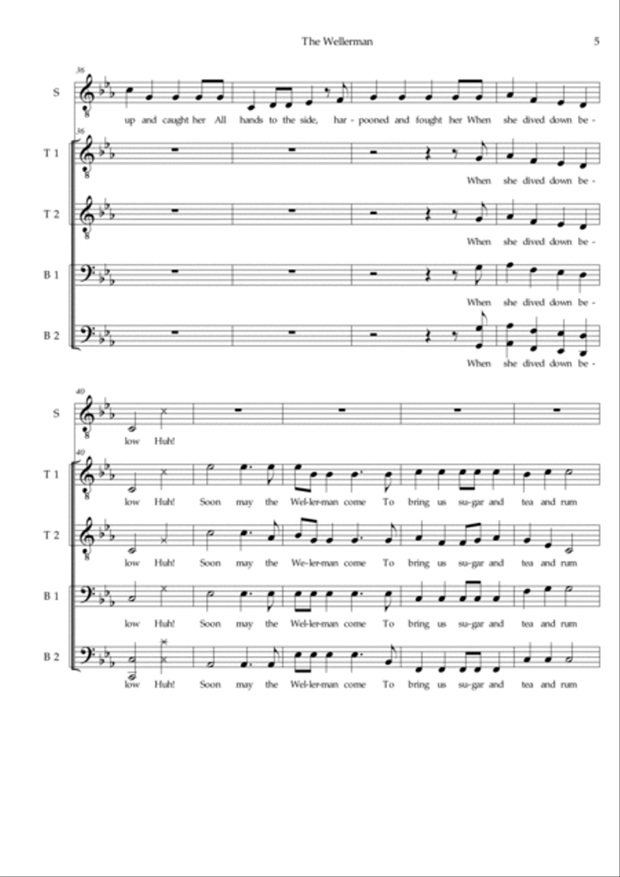 The Wellerman (TTBB+Solo) - Sea shanty arranged for men's choir (as performed by Die Blowboys) TTBB scores gallery preview page 6