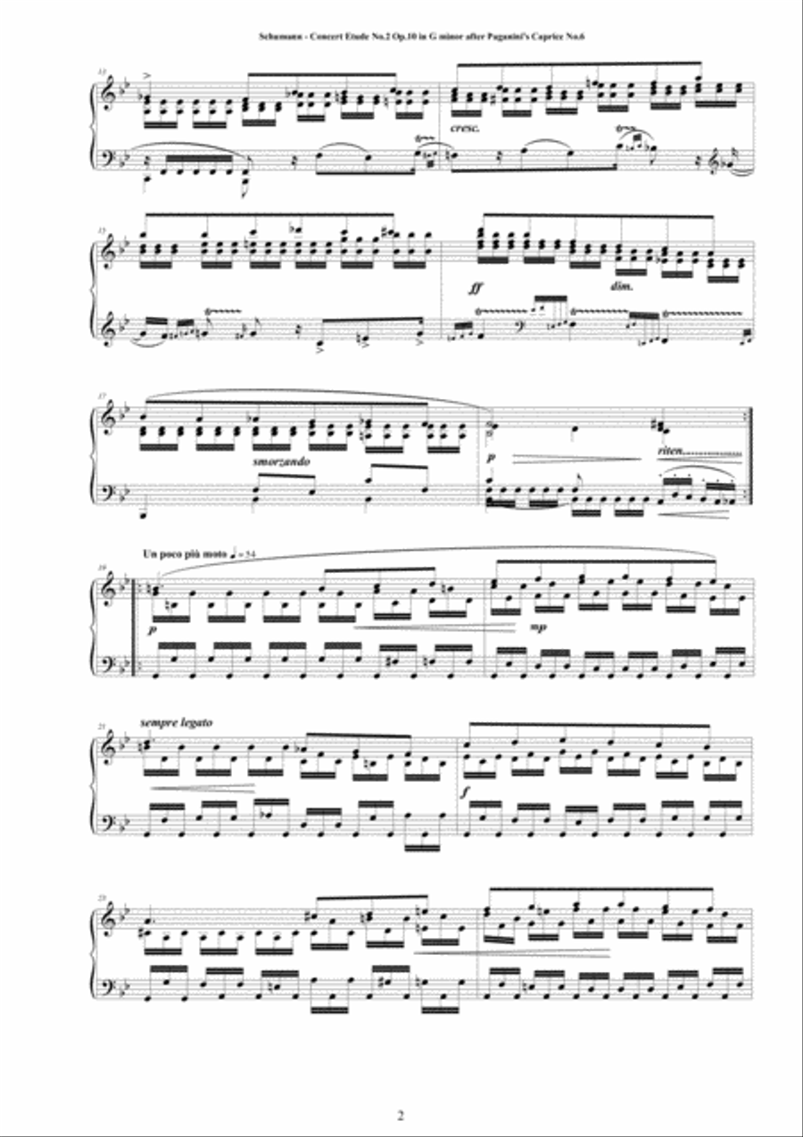 Schumann - Concert Etude No.2 in G minor Op.10 for Piano after Paganini's Caprices Piano Method scores gallery preview page 2