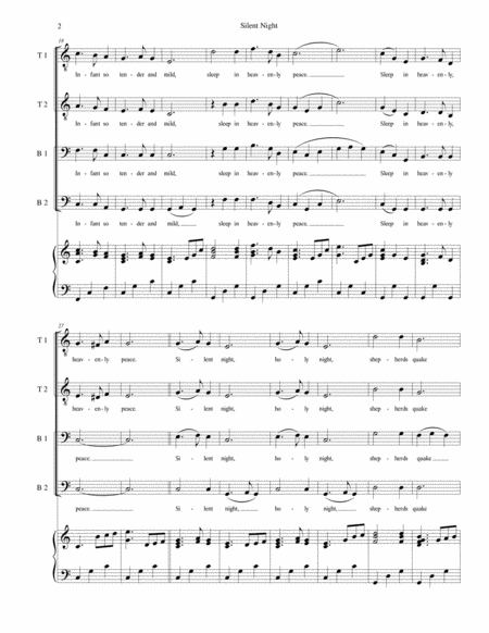 Silent Night - for TTBB choir with piano accompaniment image number null