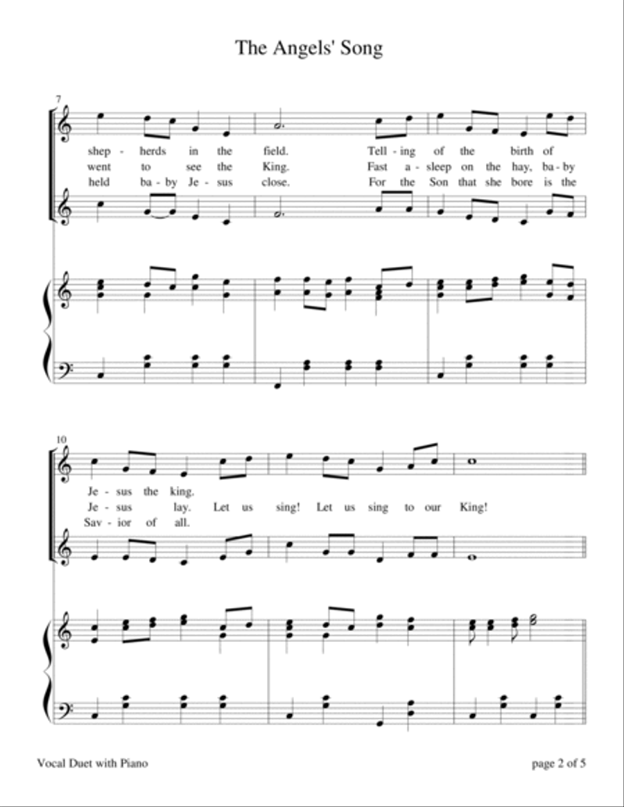 The Angels' Song (Vocal Duet, C Major) Piano scores gallery preview page 3