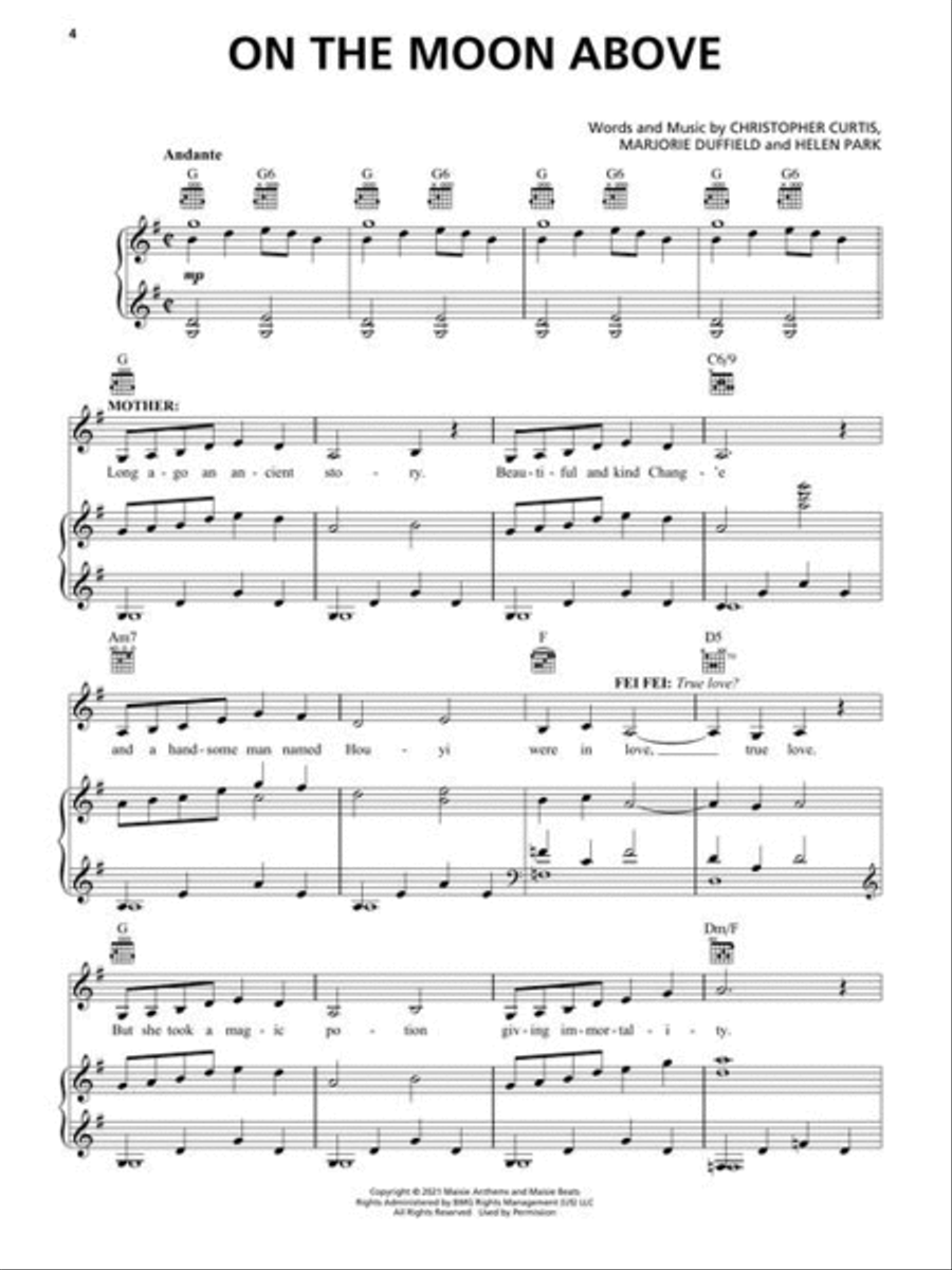 Over the Moon Piano, Vocal, Guitar scores gallery preview page 4