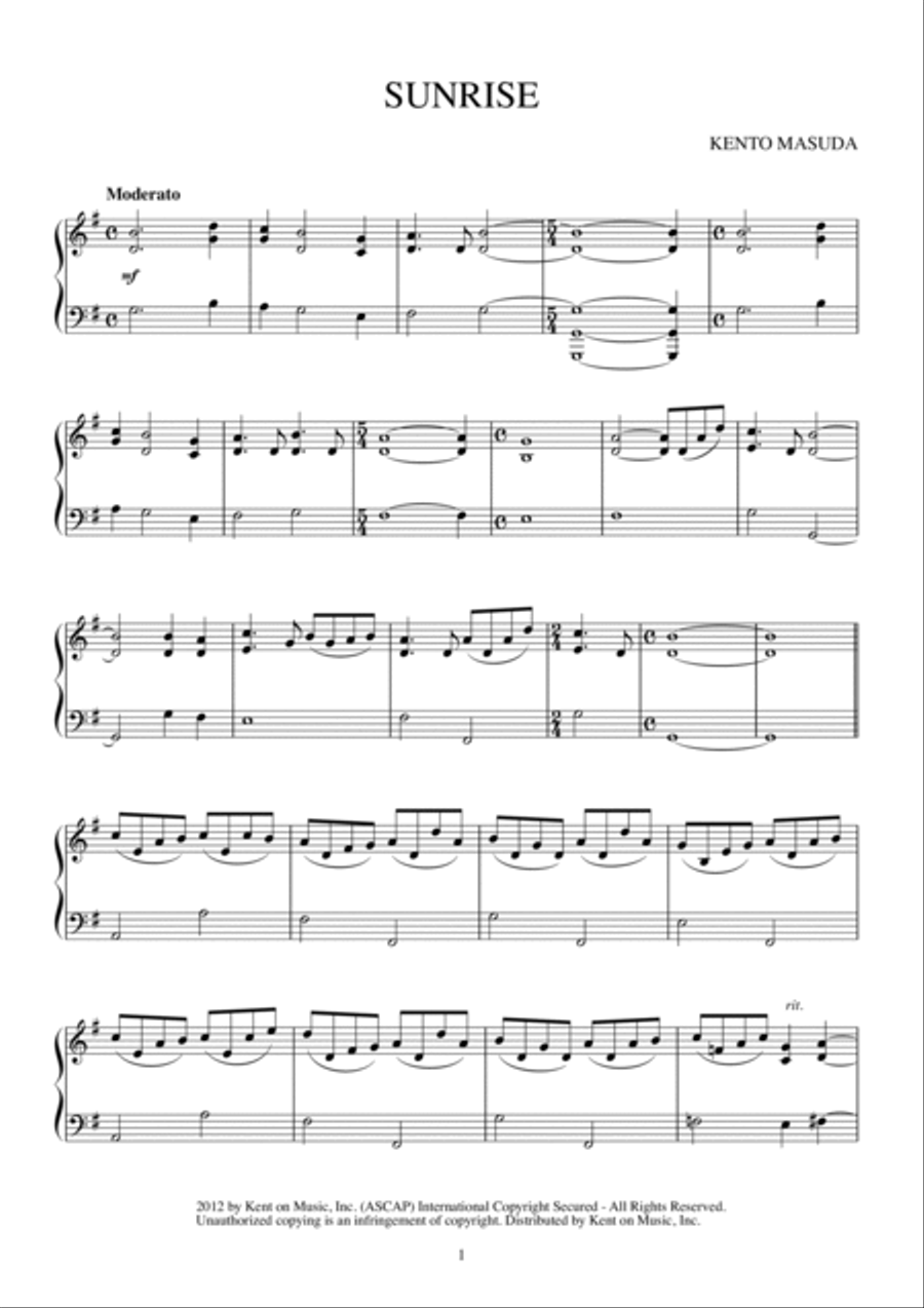 SUNRISE Piano Solo scores gallery preview page 2
