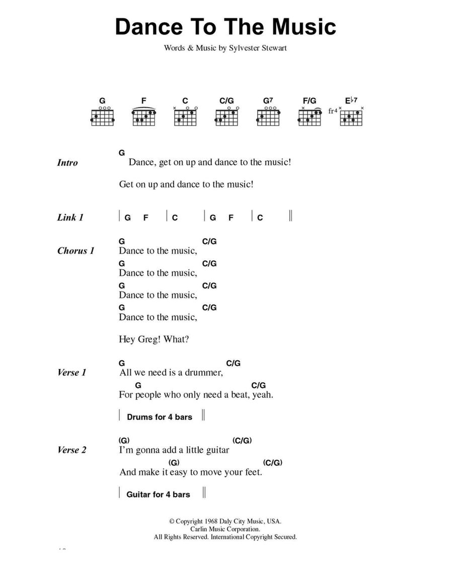 Dance To The Music Dance To The Music Electric Guitar scores gallery preview page 1