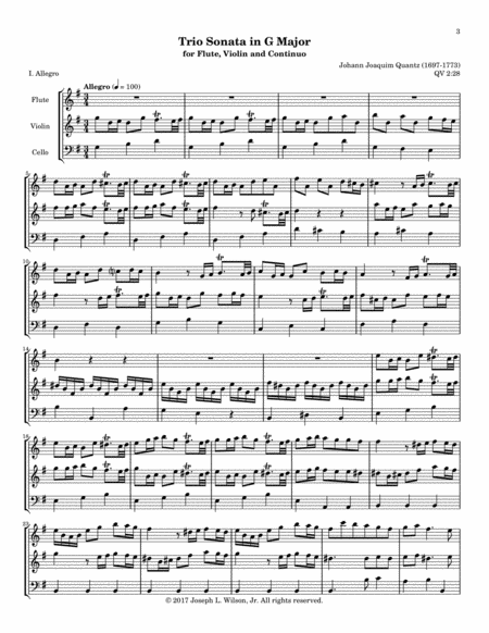 Quantz Trio Sonata in G Major QV 2:28 image number null