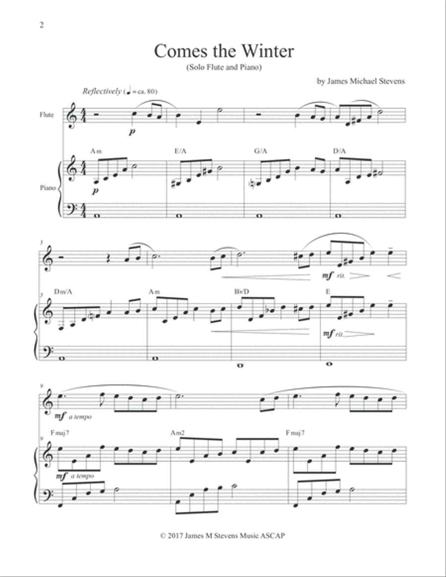 Comes the Winter - Reflective Flute & Piano Flute Solo scores gallery preview page 2