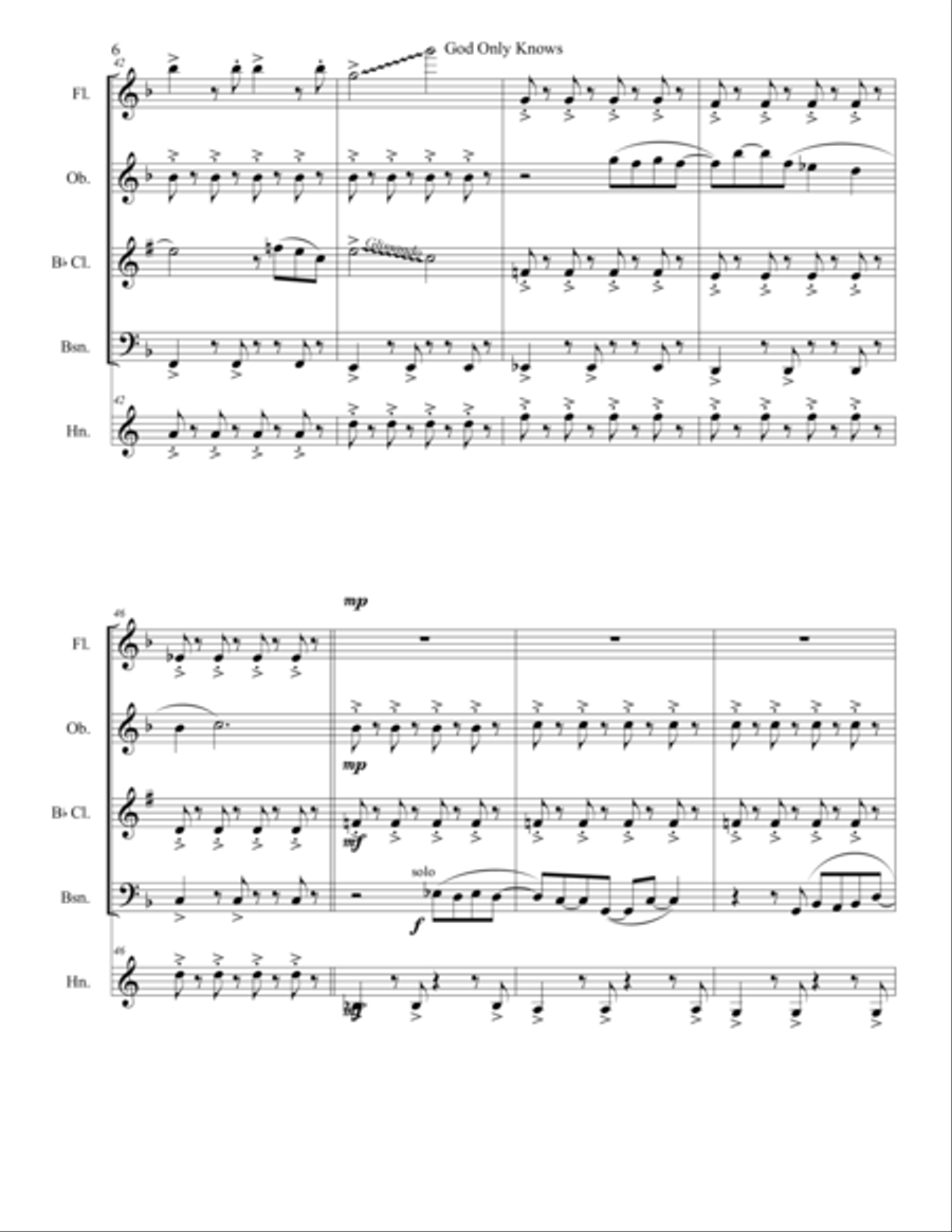 God Only Knows Woodwind Quintet scores gallery preview page 6