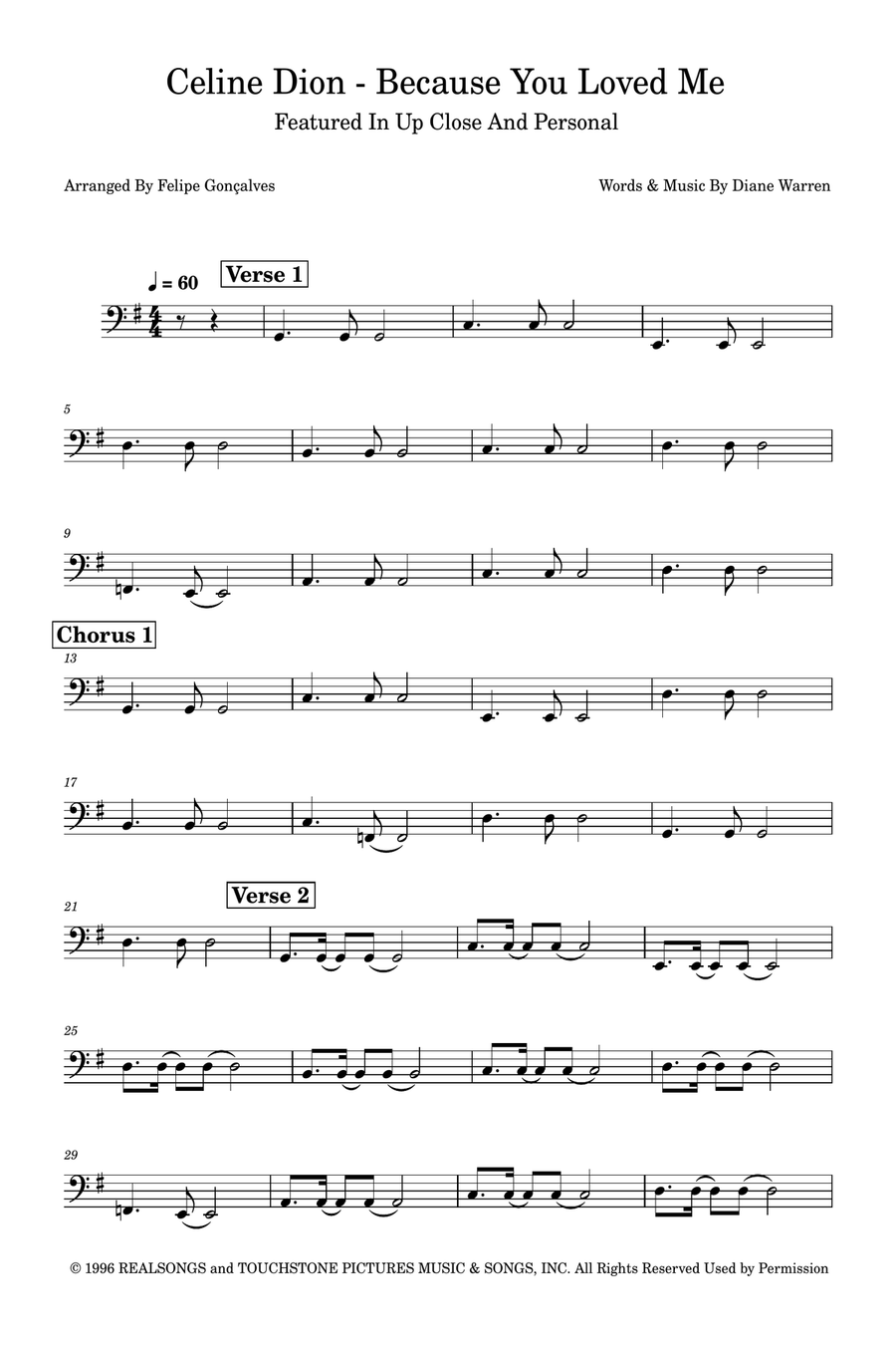 Because You Loved Me Acoustic Guitar scores gallery preview page 1