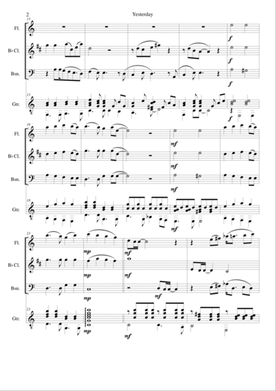 Yesterday Flute scores gallery preview page 2