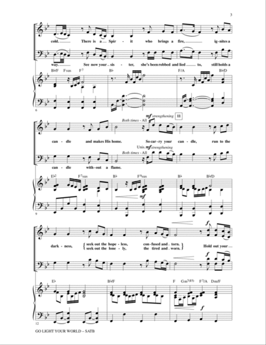 Go Light Your World (arr. Allen Pote) 4-Part scores gallery preview page 2