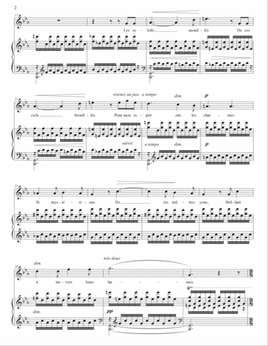 DUPARC: L'invitation au Voyage (transposed to C minor) Voice scores gallery preview page 3