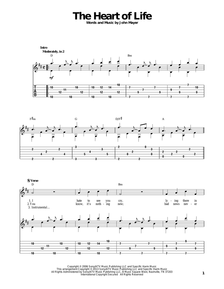 The Heart Of Life The Heart Of Life Acoustic Guitar scores gallery preview page 1