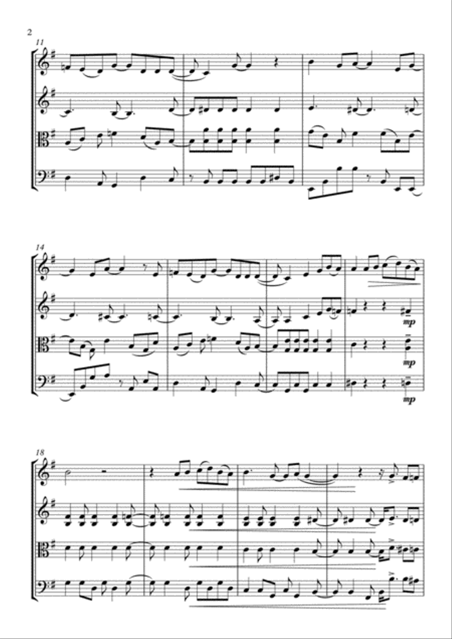 Don't You Worry 'bout A Thing String Quartet scores gallery preview page 2