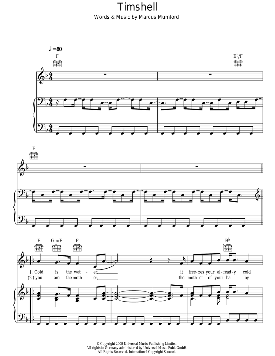 Timshel Piano, Vocal, Guitar scores gallery preview page 1