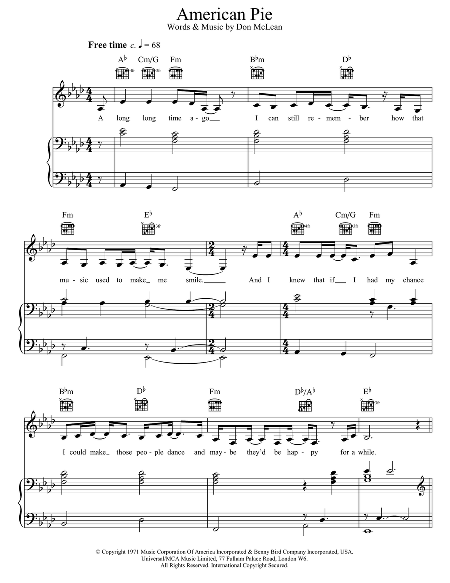 American Pie Acoustic Guitar scores gallery preview page 1
