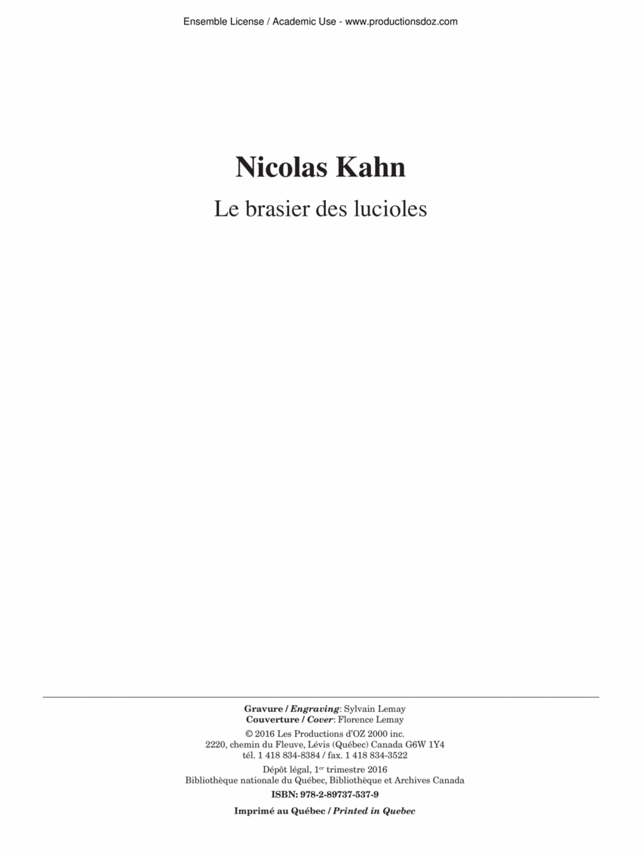 Le brasier des lucioles Le brasier des lucioles Guitar Ensemble scores gallery preview page 1