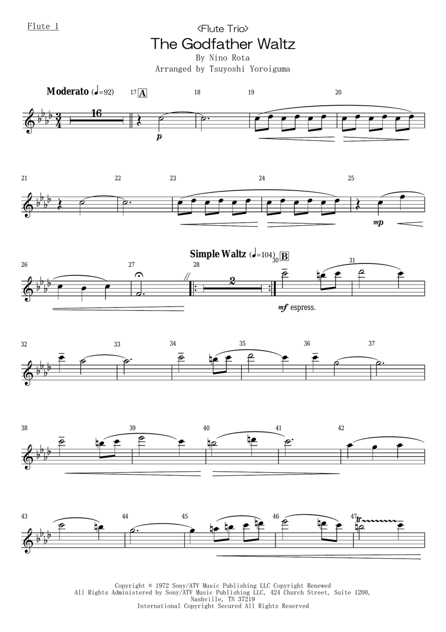 The Godfather Waltz Woodwind Trio scores gallery preview page 6