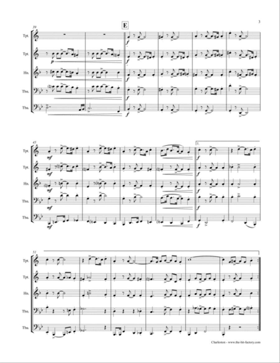 Charleston - 20ths Classic - Brass Quintet - Bb Brass Quintet scores gallery preview page 3