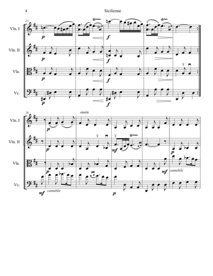 SICILIENNE, for String Quartet image number null
