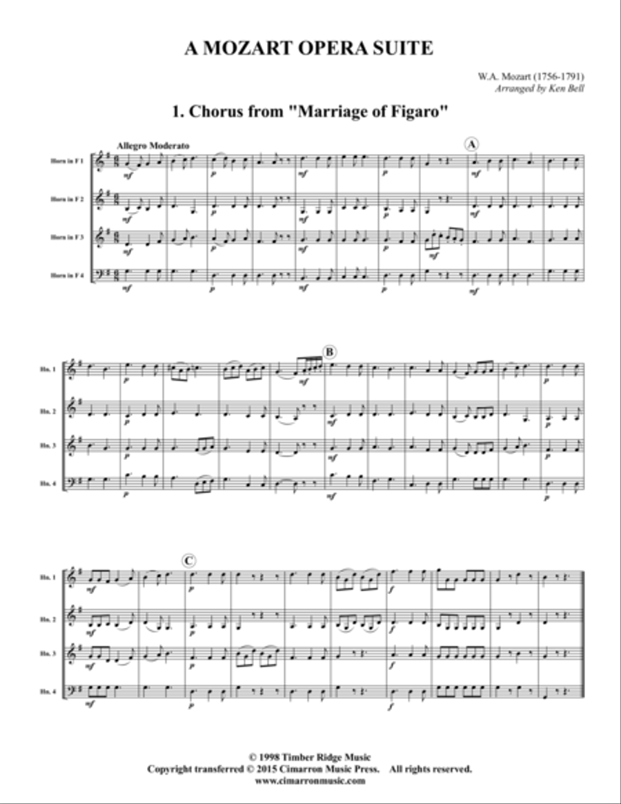 A Mozart Opera Suite A Mozart Opera Suite Horn scores gallery preview page 1