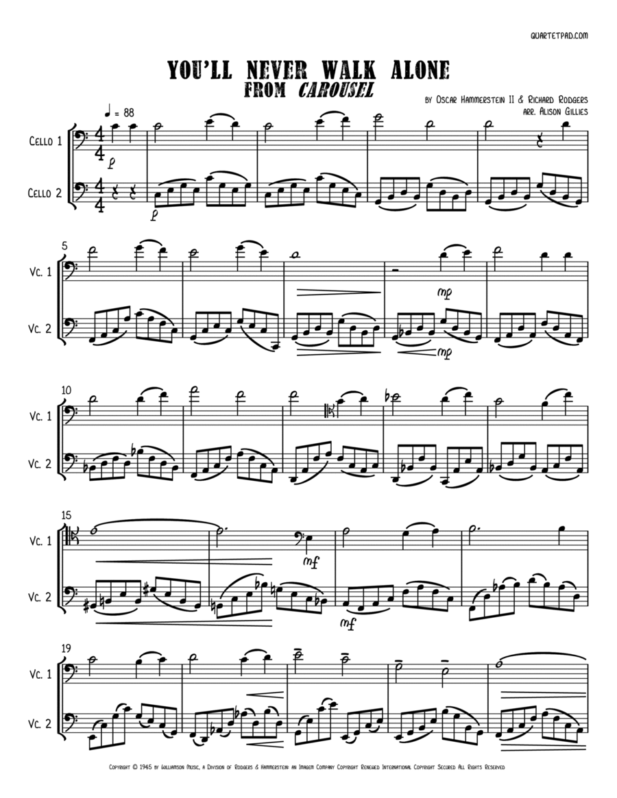 You'll Never Walk Alone String Duet scores gallery preview page 1