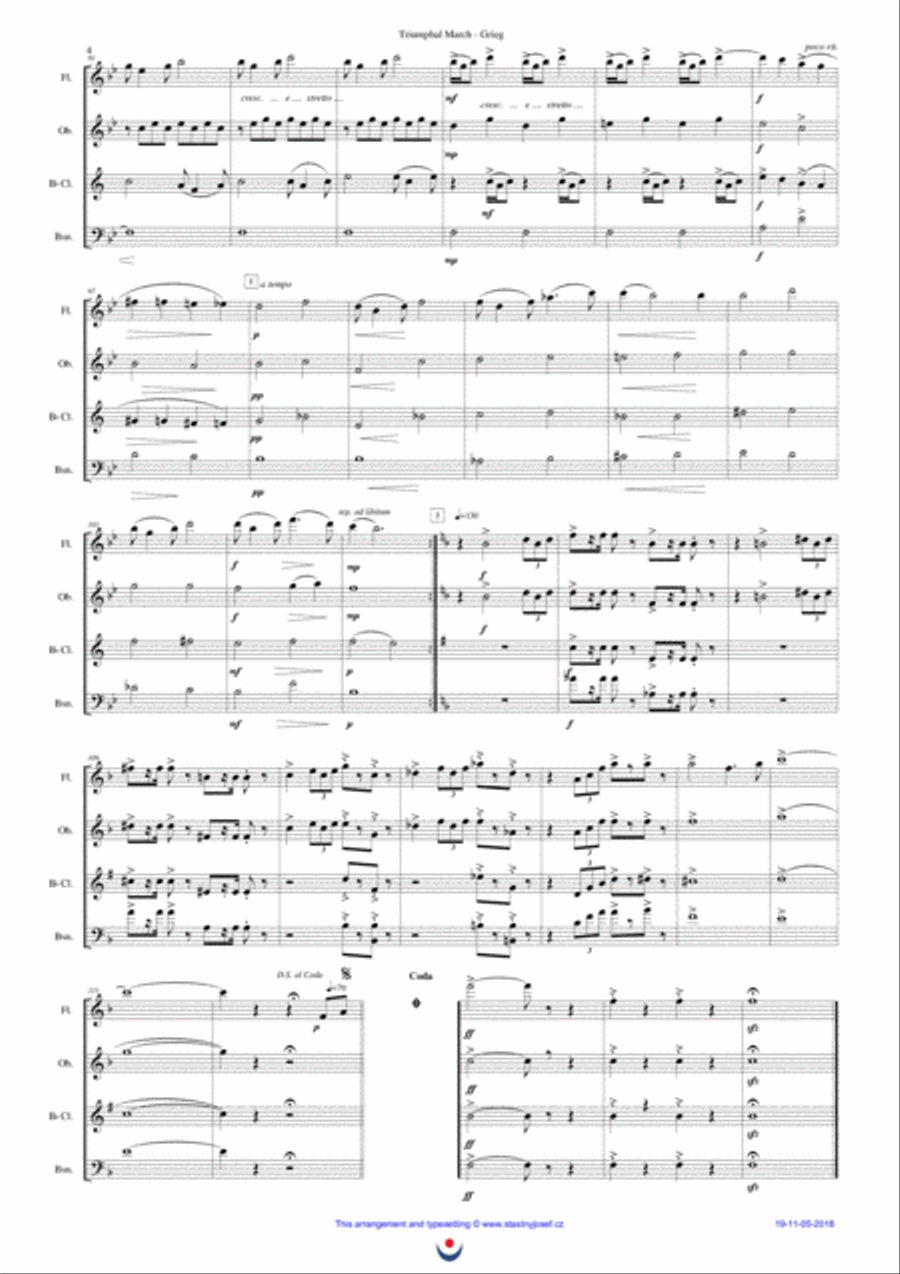Triumphal March (Grieg) Triumphal March (Grieg) Woodwind Quartet scores gallery preview page 4