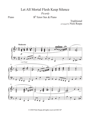 Book cover for Let All Mortal Flesh Keep Silence (B Flat Tenor Sax & Piano) Piano part
