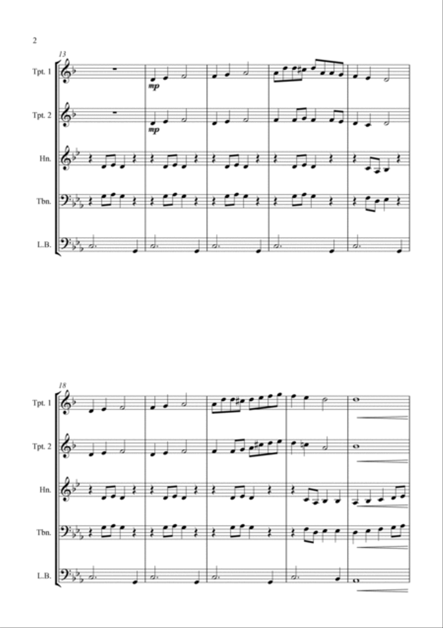 Ah Poor Bird - for Brass Quartet Brass Quartet scores gallery preview page 6