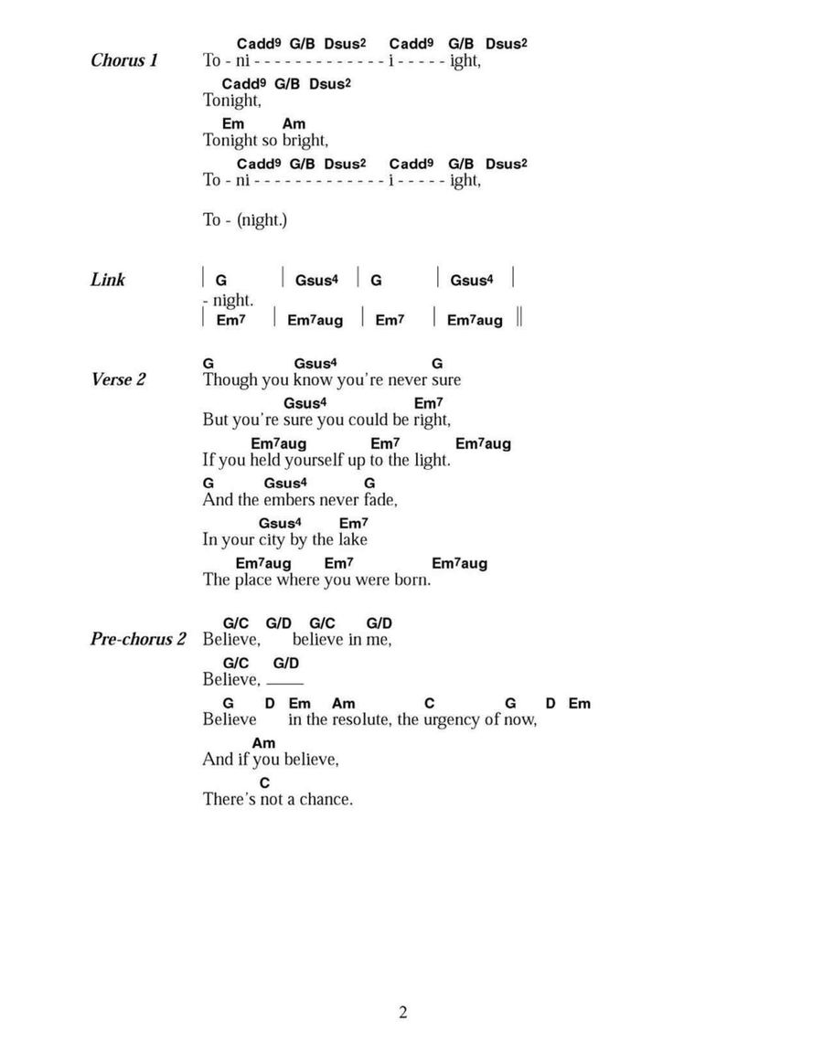 Tonight, Tonight Easy Guitar scores gallery preview page 2