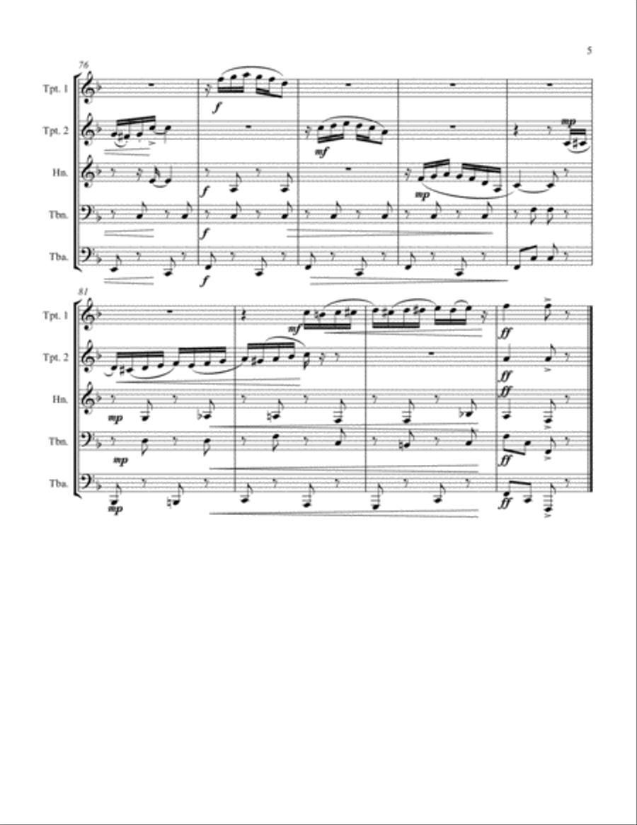 Peanuts-A Nutty Rag for brass quintet Brass Quintet scores gallery preview page 5