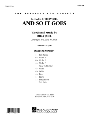 Book cover for And So It Goes - Full Score