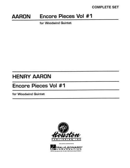 Encore Pieces For Woodwind Quintet, Vol. 1 - Complete Set