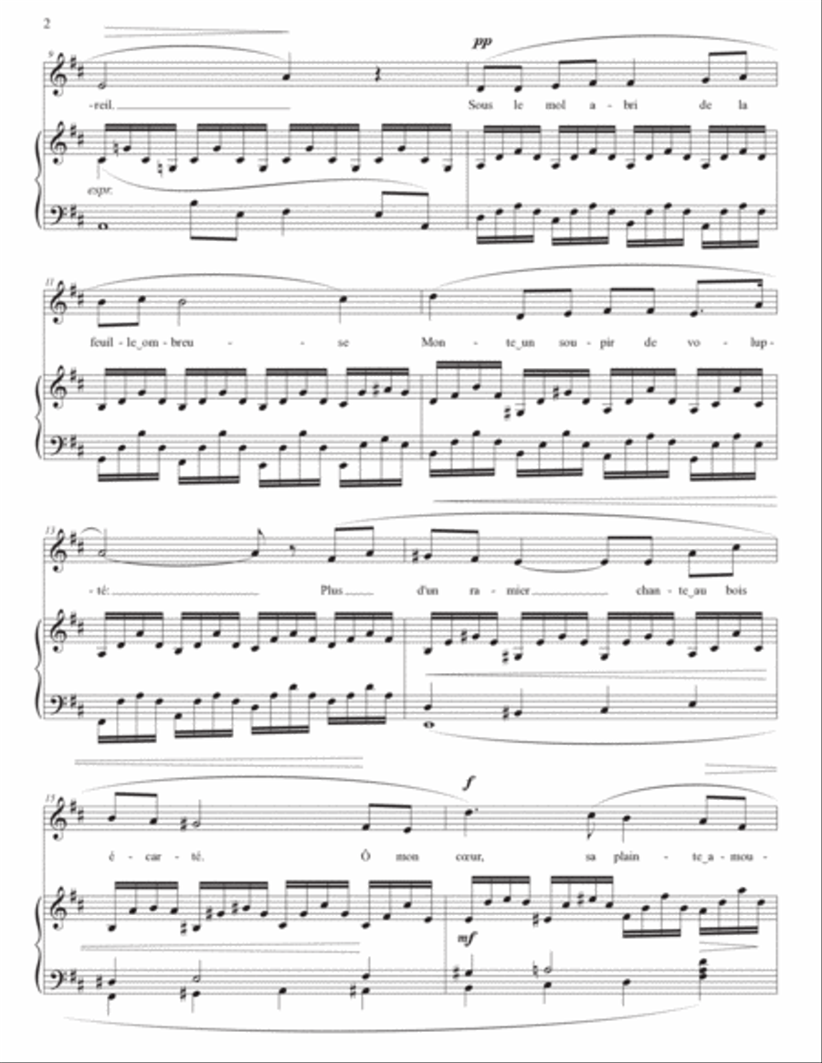 FAURÉ: Nell, Op. 18 no. 1 (transposed to D major) Piano, Vocal scores gallery preview page 3
